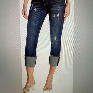 Kut from the Kloth Ankle Distressed Jeans in Dark Blue